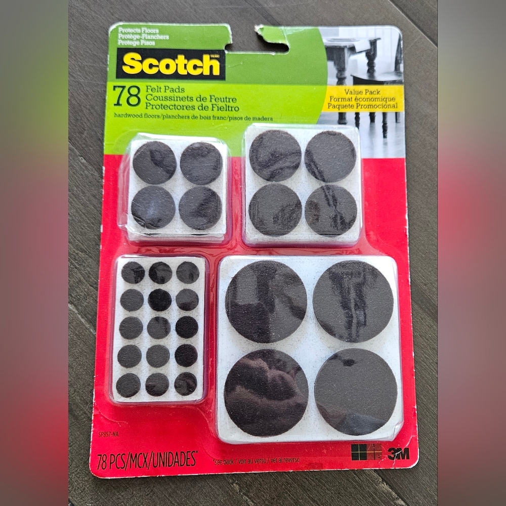 Scotch Round Felt Pads SP857-NA Multi Pack Brown 78 Pads New In Package